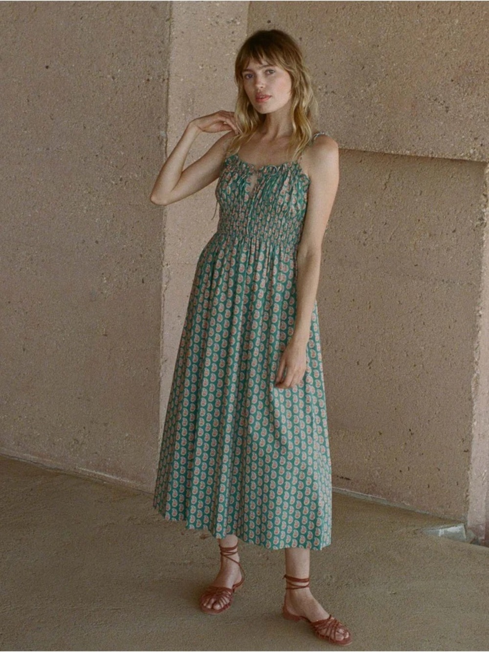DÔEN Rhoda Dress in Sunrise Paisley (Green)